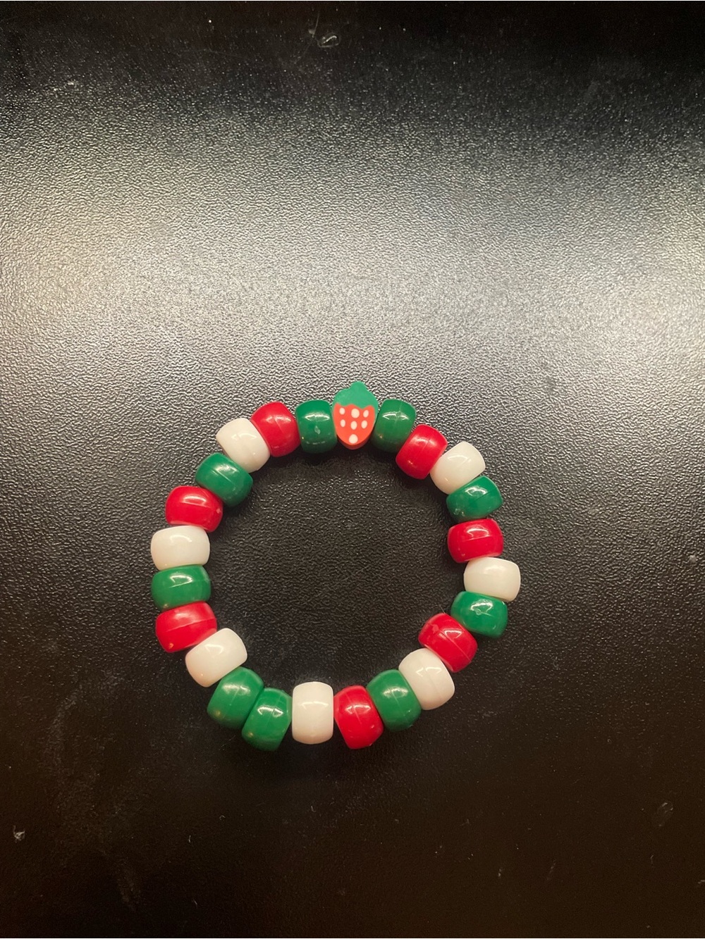 Kids Stretch Bead Bracelet with Red, Green & White Accent